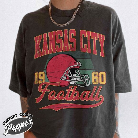 Kansas City Football Classic Design Comfort Colors T-Shirt 159 - Picture 1 of 5